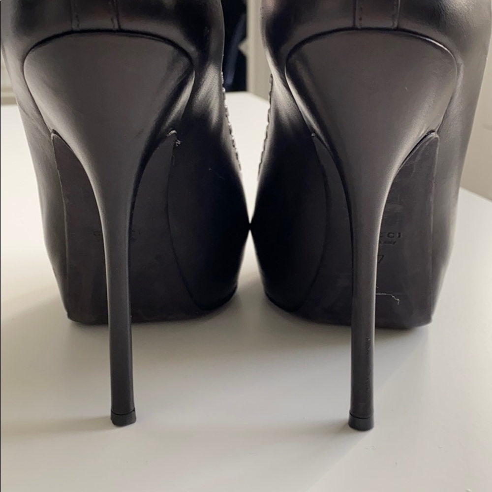 Gucci Black Leather Peep Toe stilettos - Picture 6 of 16